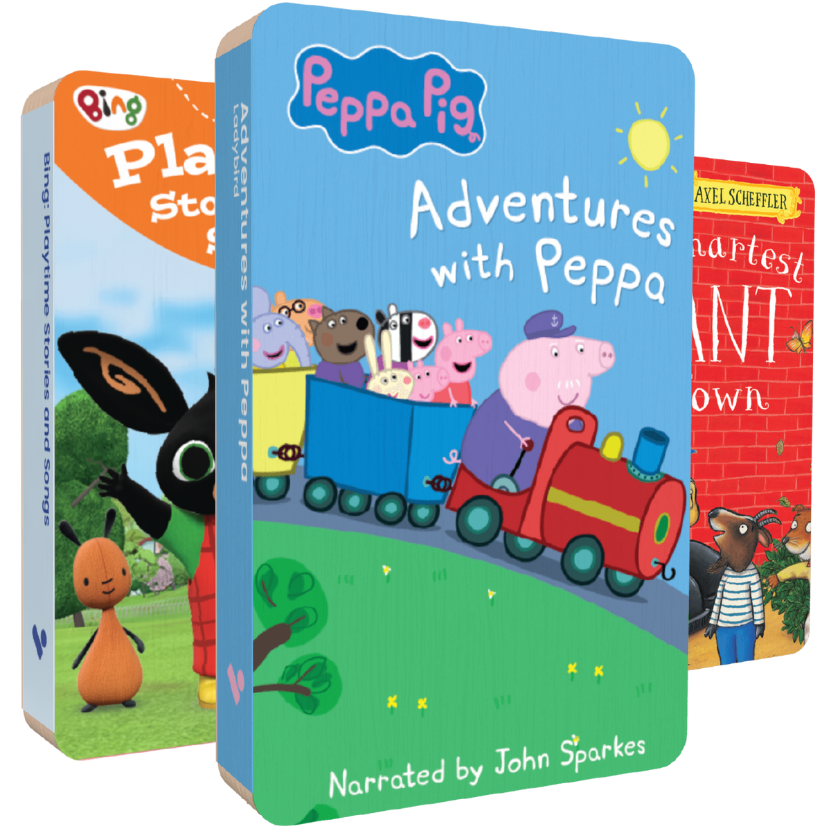 Front covers of the audiobooks in The Toddler Bundle