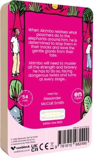 Akimbo And The Elephants audiobook back cover.