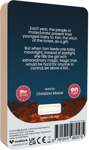 The Girl Who Drank The Moon audiobook back cover.