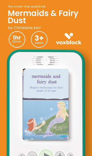 Mermaids & Fairy Dust audiobook in a Voxblock player, with running time and age guidance