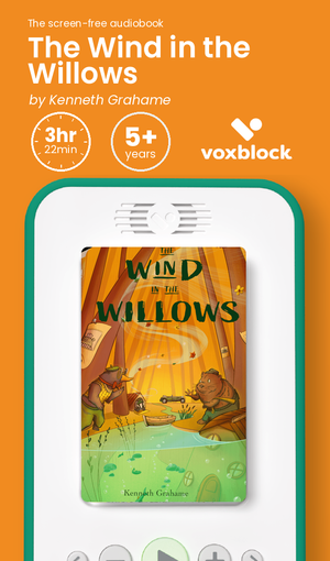 The Wind in the Willows audiobook in a Voxblock player, with running time and age guidance
