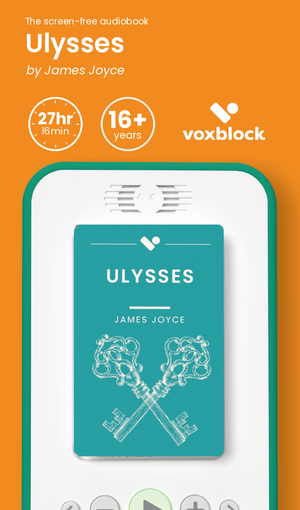 Ulysses audiobook in a Voxblock player, with running time and age guidance