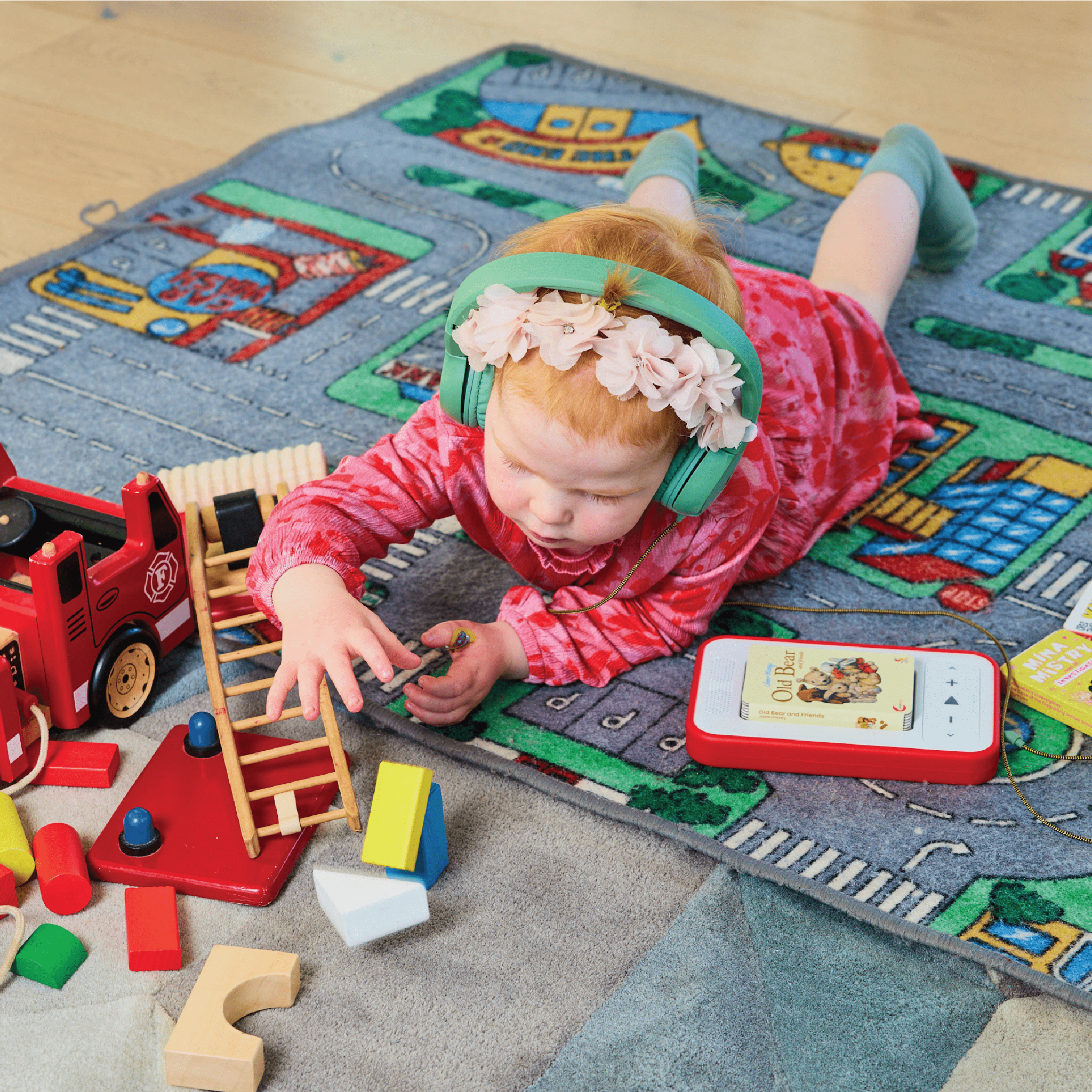 girl playing whilst listening