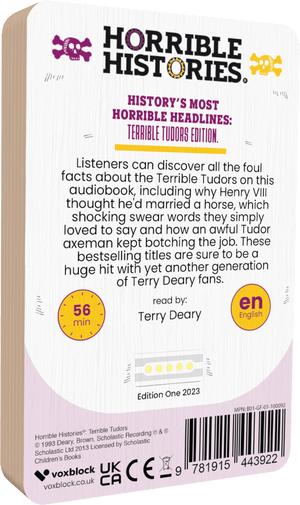 Horrible Histories: Terrible Tudors audiobook back cover