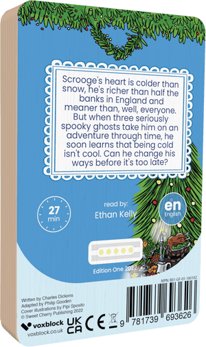 A Christmas Carol audiobook back cover.