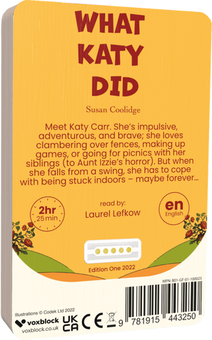 What Katy Did audiobook back cover.