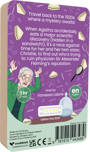 A Discovery Disappears audiobook back cover.