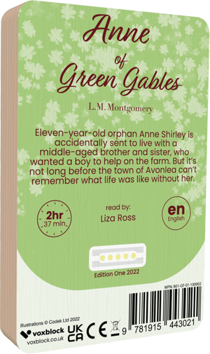 Anne Of Green Gables audiobook back cover.