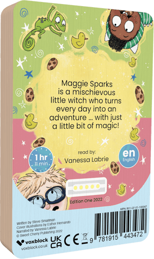 Maggie Sparks audiobook back cover.