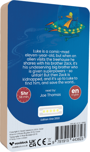 My Brother Is A Superhero audiobook back cover.
