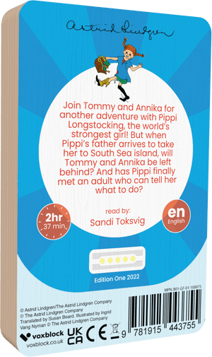 Pippi Longstocking audiobook back cover.