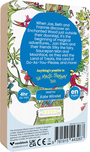 The Enchanted Wood audiobook back cover.