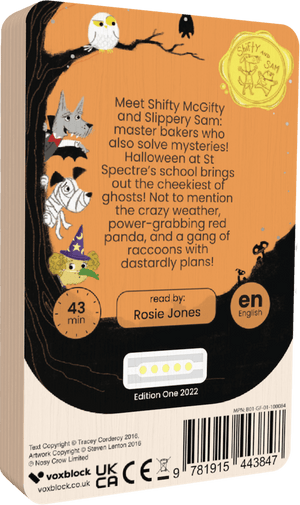 Shifty Mcgifty And Slippery Sam: The Spooky School audiobook back cover.