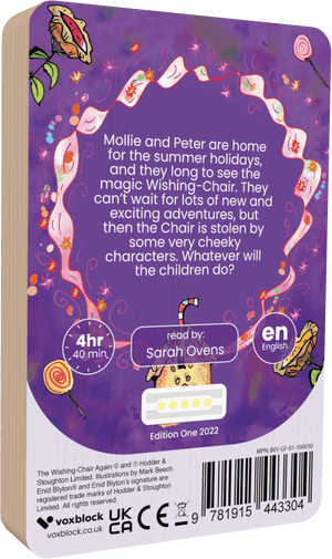 The Wishing Chair Again audiobook back cover.
