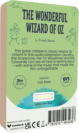 The Wonderful Wizard Of Oz audiobook back cover.