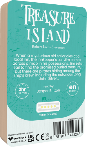 Treasure Island audiobook back cover.