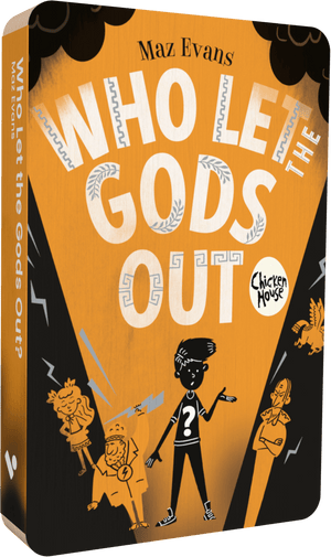 Who Let The Gods Out? audiobook front cover.