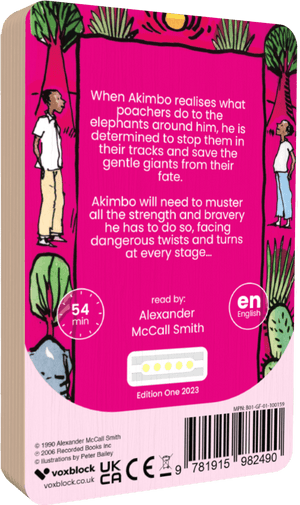 Akimbo And The Elephants audiobook back cover.