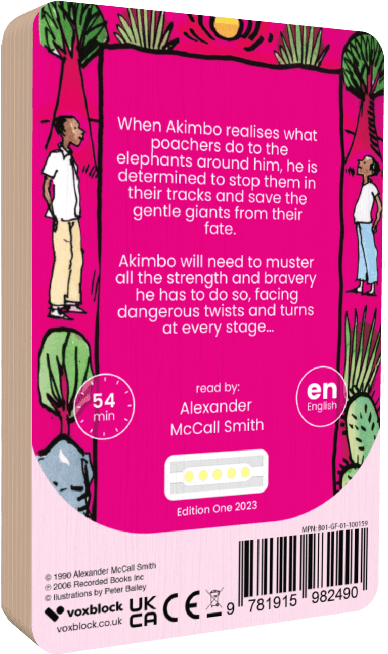 Akimbo And The Elephants audiobook back cover.