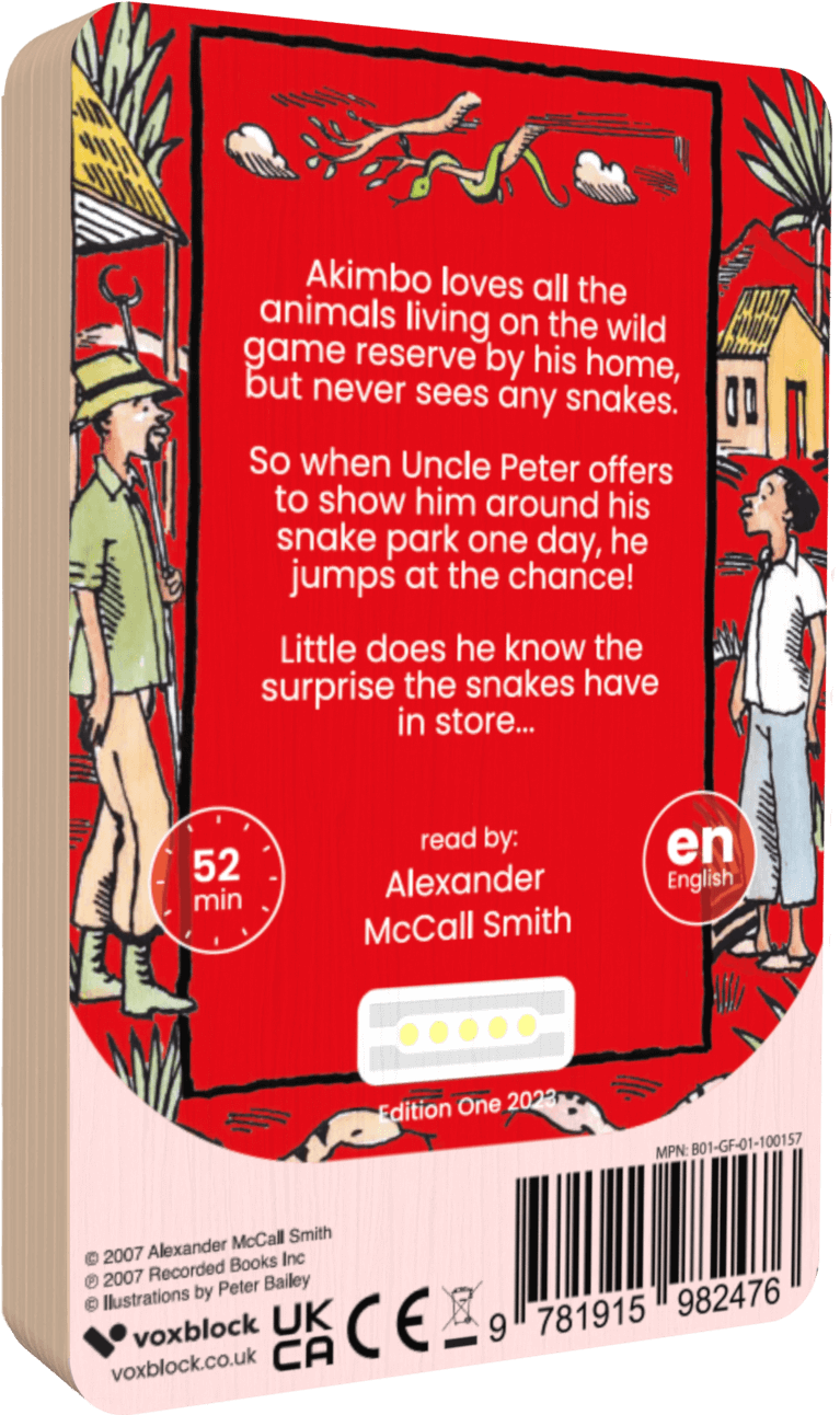 Akimbo And The Snakes audiobook back cover.