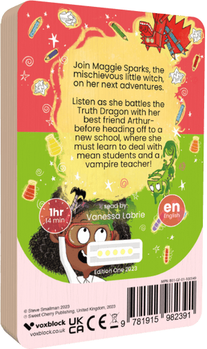 Maggie Sparks Slime Dragon audiobook back cover.