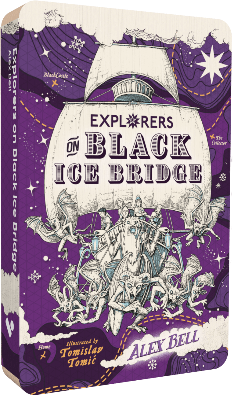 Explorers On Black Ice Bridge audiobook front cover.