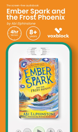Ember Spark and the Frost Phoenix audiobook in a Voxblock player, with running time and age guidance