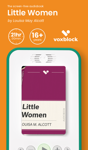 Little Women audiobook in a Voxblock player, with running time and age guidance
