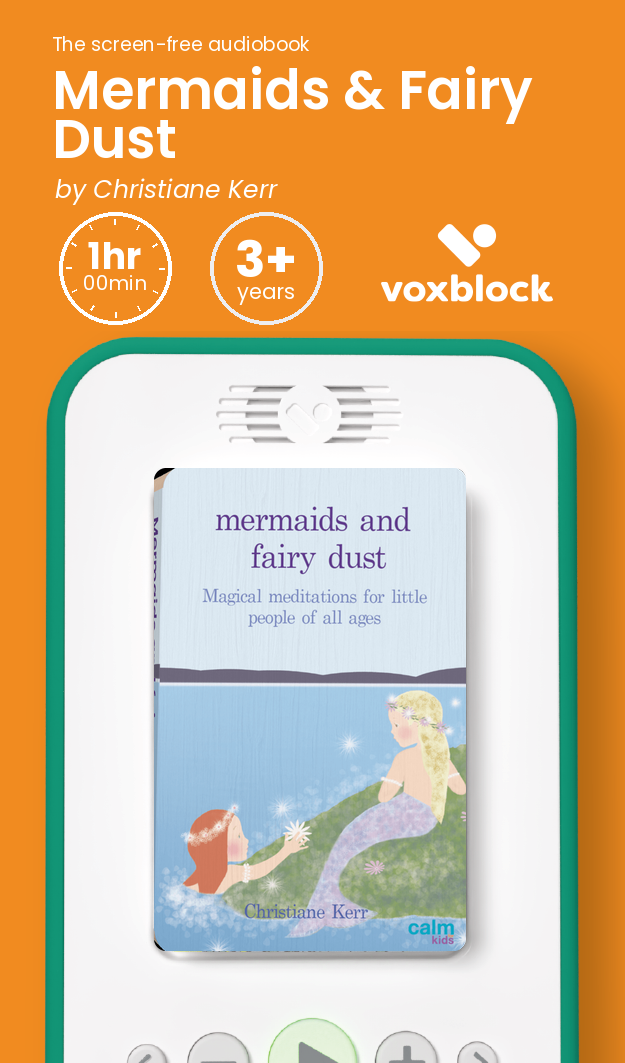 Mermaids & Fairy Dust audiobook in a Voxblock player, with running time and age guidance
