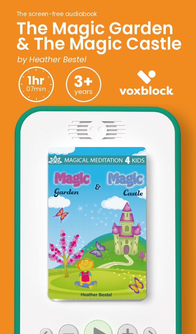 The Magic Garden & The Magic Castle audiobook in a Voxblock player, with running time and age guidance