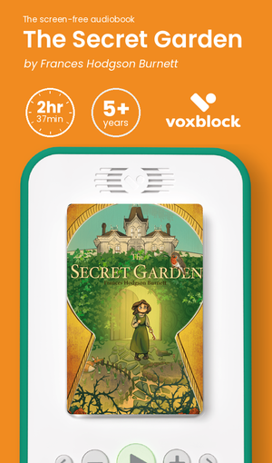 The Secret Garden audiobook in a Voxblock player, with running time and age guidance