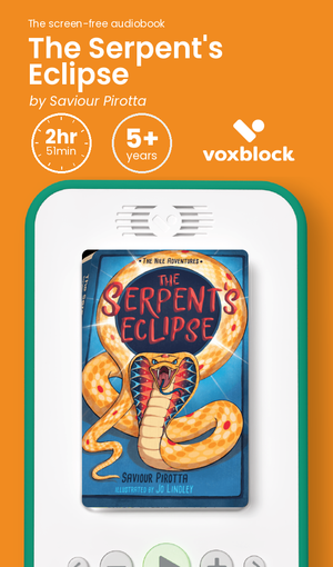 The Serpent's Eclipse audiobook in a Voxblock player, with running time and age guidance
