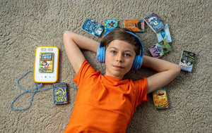 Child listens to audiobook using Voxblock