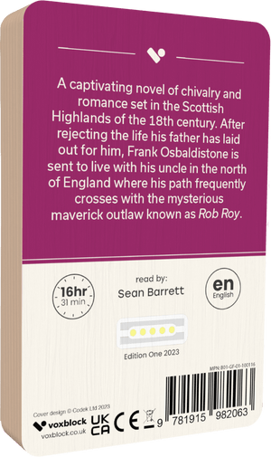 Rob Roy audiobook back cover.