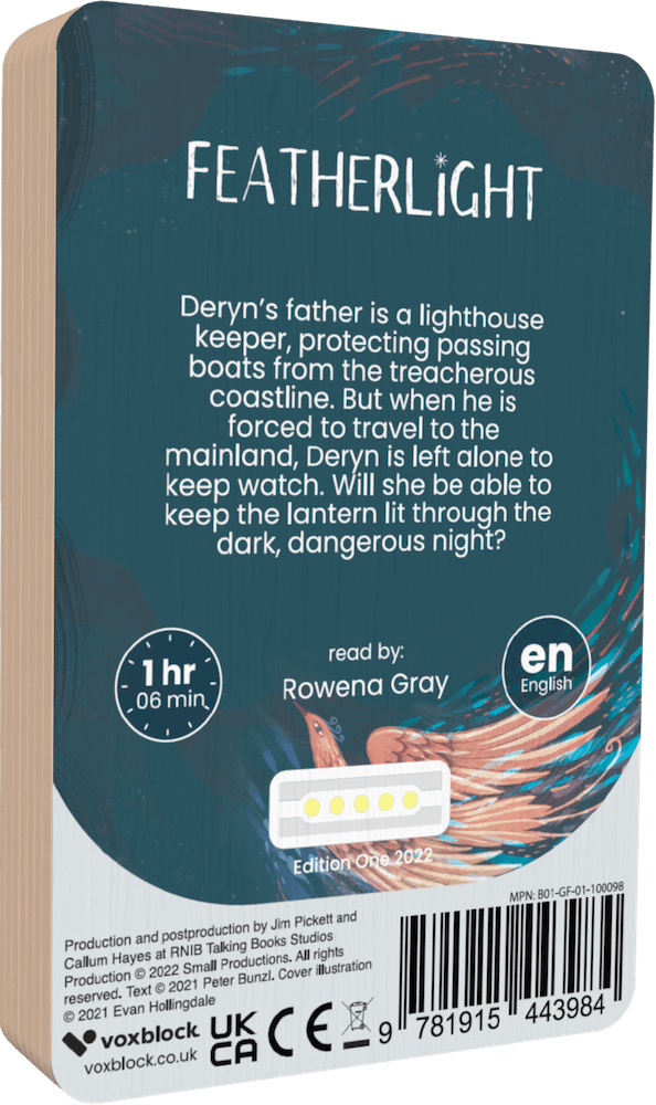 Featherlight audiobook back cover.