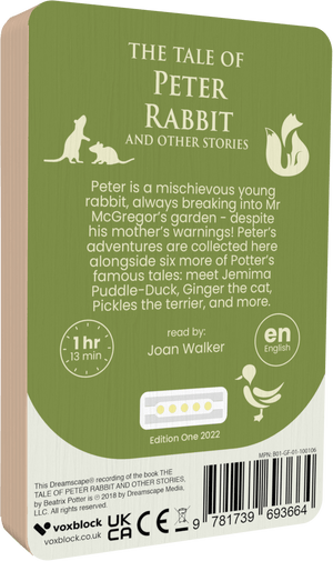 The Tale Of Peter Rabbit And Other Stories audiobook back cover.
