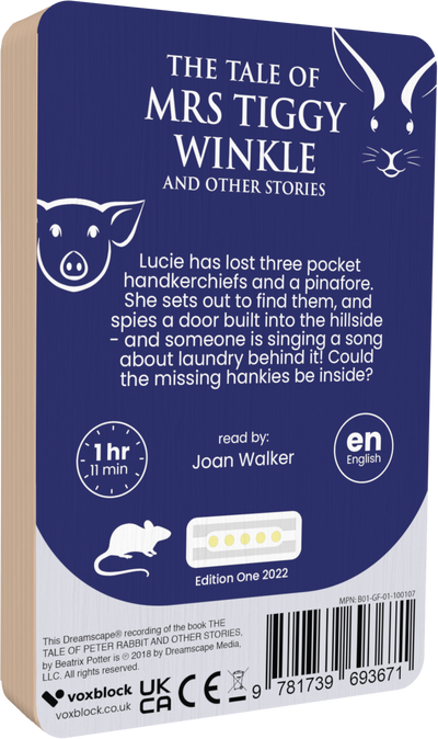 The Tale Of Mrs Tiggy Winkle audiobook back cover.