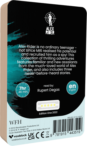 Alex Rider Secret Weapon audiobook back cover.