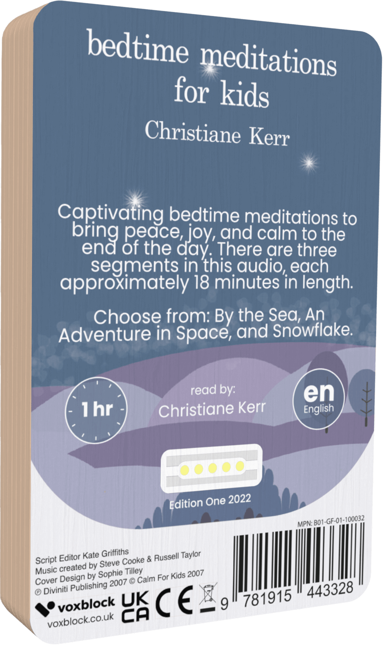 Bedtime Meditations For Kids audiobook back cover.