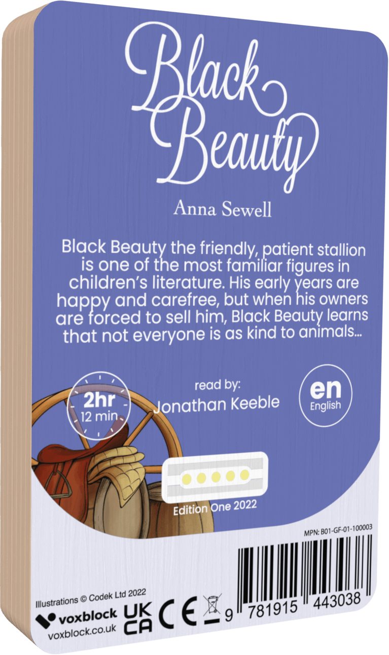 Black Beauty audiobook back cover.
