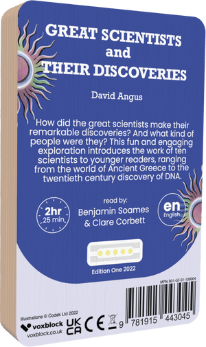 Great Scientists And Their Discoveries audiobook back cover.