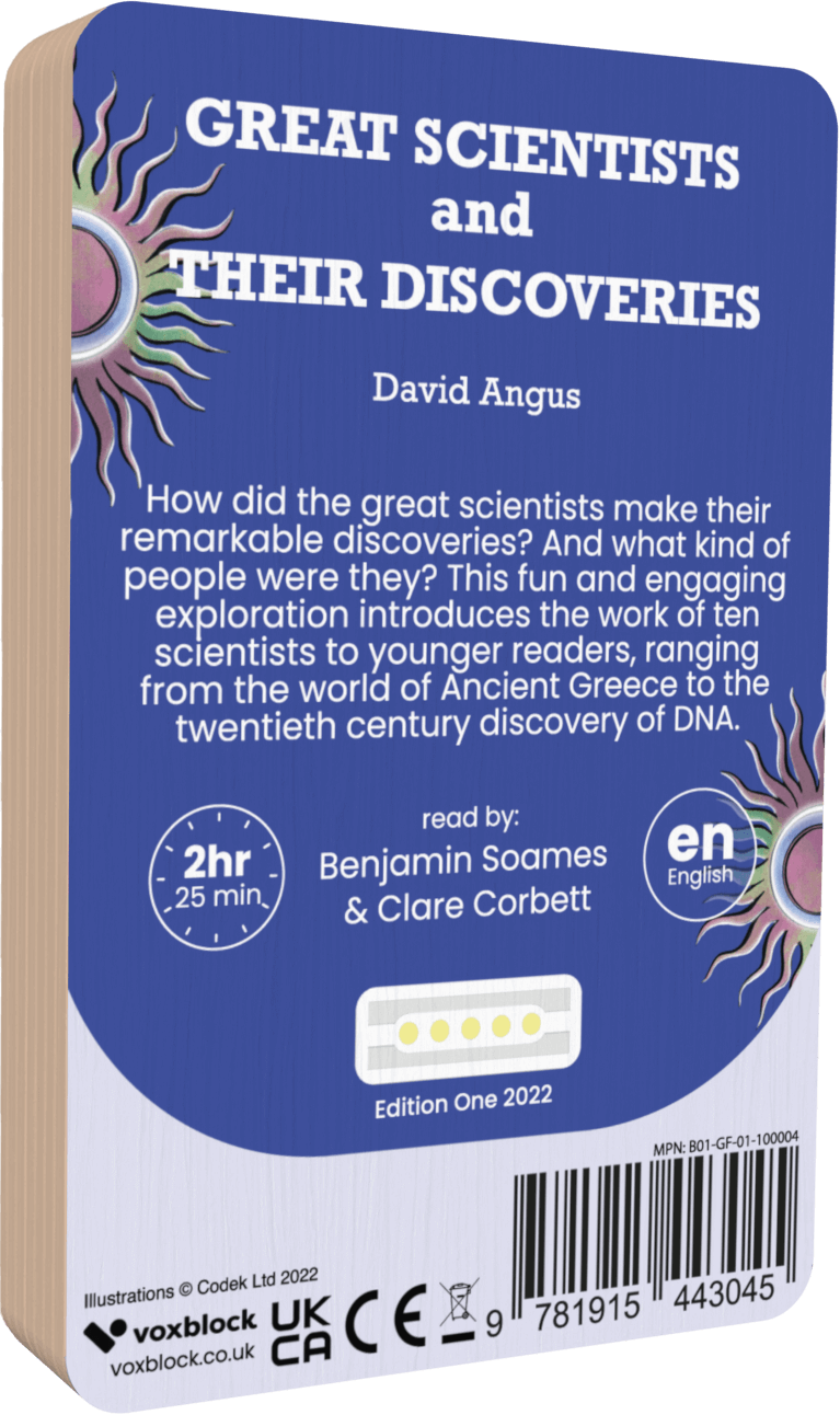Great Scientists And Their Discoveries audiobook back cover.