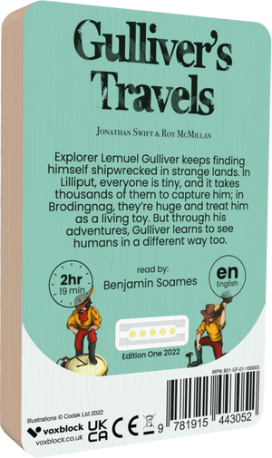Gullivers Travels audiobook back cover.