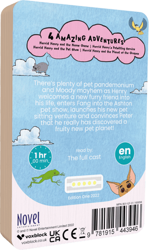 Horrid Henrys Perfect Pet Tales audiobook back cover.