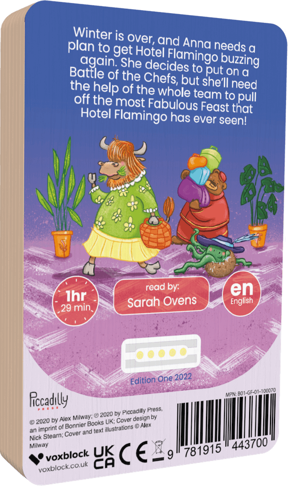 Hotel Flamingo: Fabulous Feast audiobook back cover.