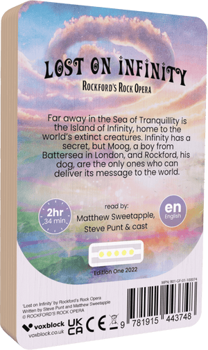 Lost On Infinity audiobook back cover.