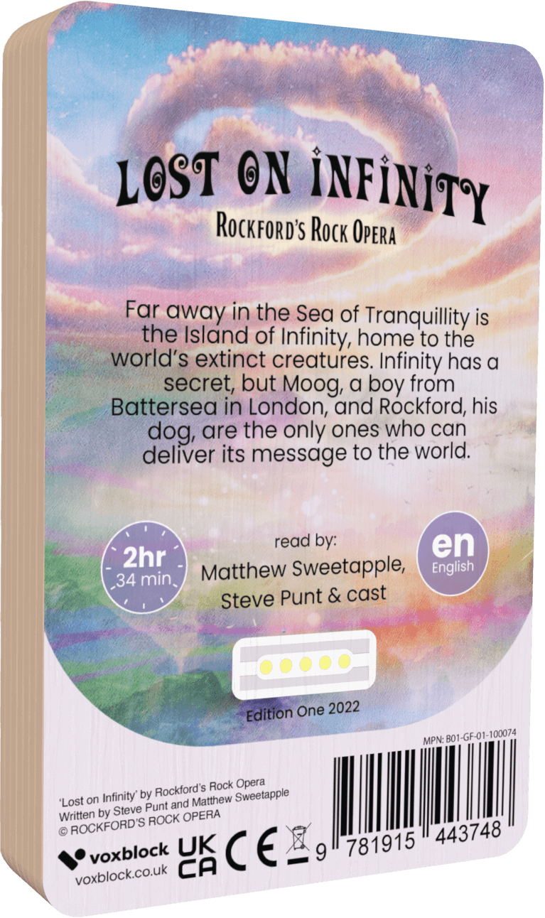 Lost On Infinity audiobook back cover.