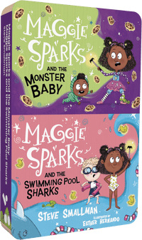 Maggie Sparks And The Monster Baby And Maggie Sparks And The Swimming Pool Sharks. audiobook front cover.
