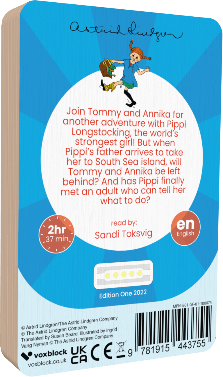 Pippi Longstocking audiobook back cover.