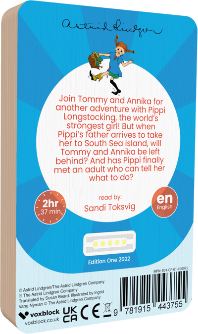 Pippi Longstocking audiobook back cover.